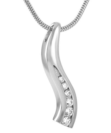 Rhinestones Inlay S Pendant for Ashes Holder Men Women Cremation Urn Necklace Stainless Steel Jewelry