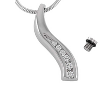 Load image into Gallery viewer, Rhinestones Inlay S Pendant for Ashes Holder Men Women Cremation Urn Necklace Stainless Steel Jewelry